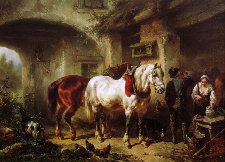 Wouterus Verschuur Paarden en personen op een binnenplaats china oil painting image